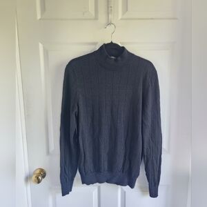 Jos A. Bank Traveler Mockneck Sweater Lightweight 100% Merino Wool Mens Black